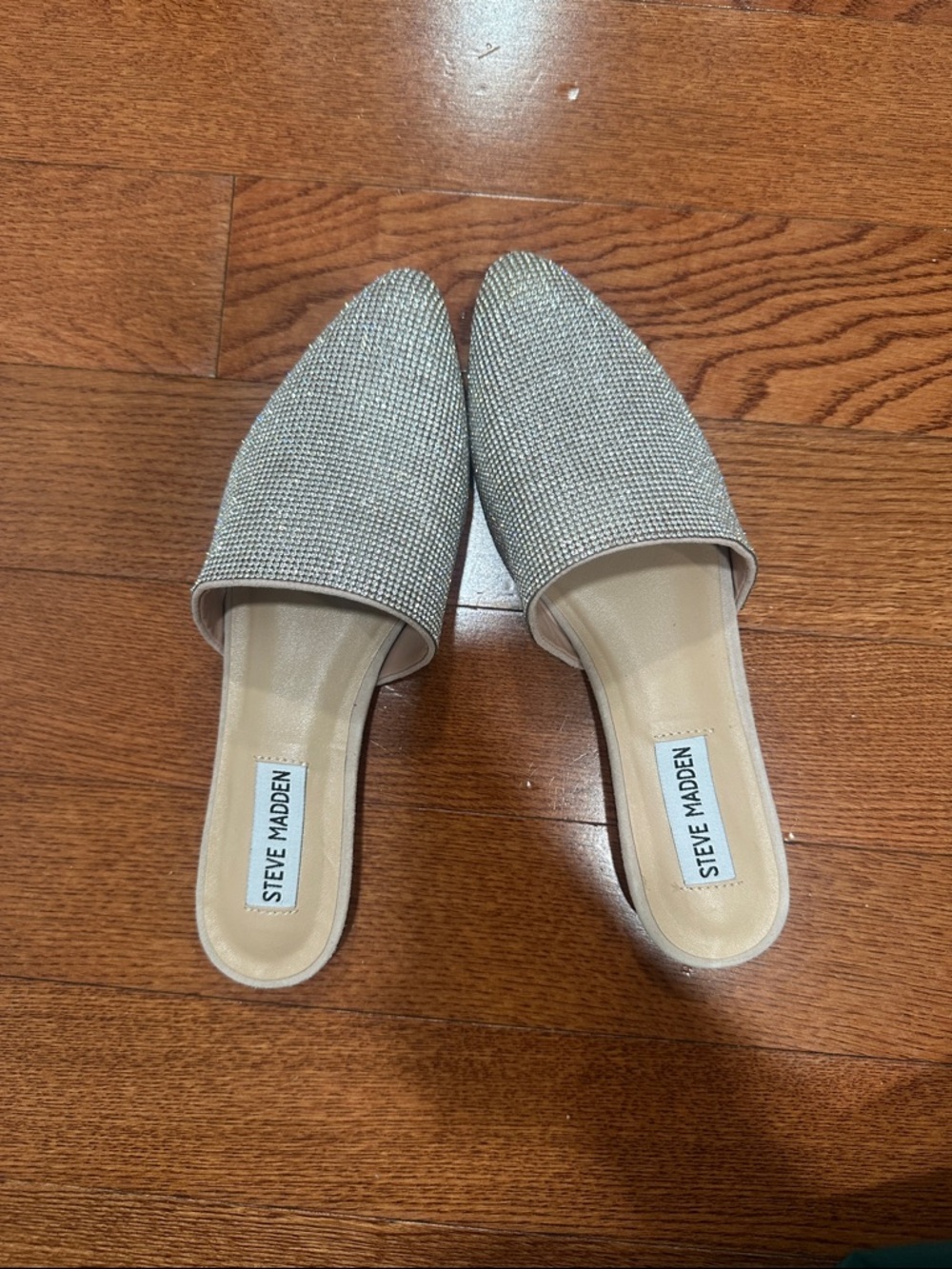 Steve Madden Silver Embellished Slip-On Flats